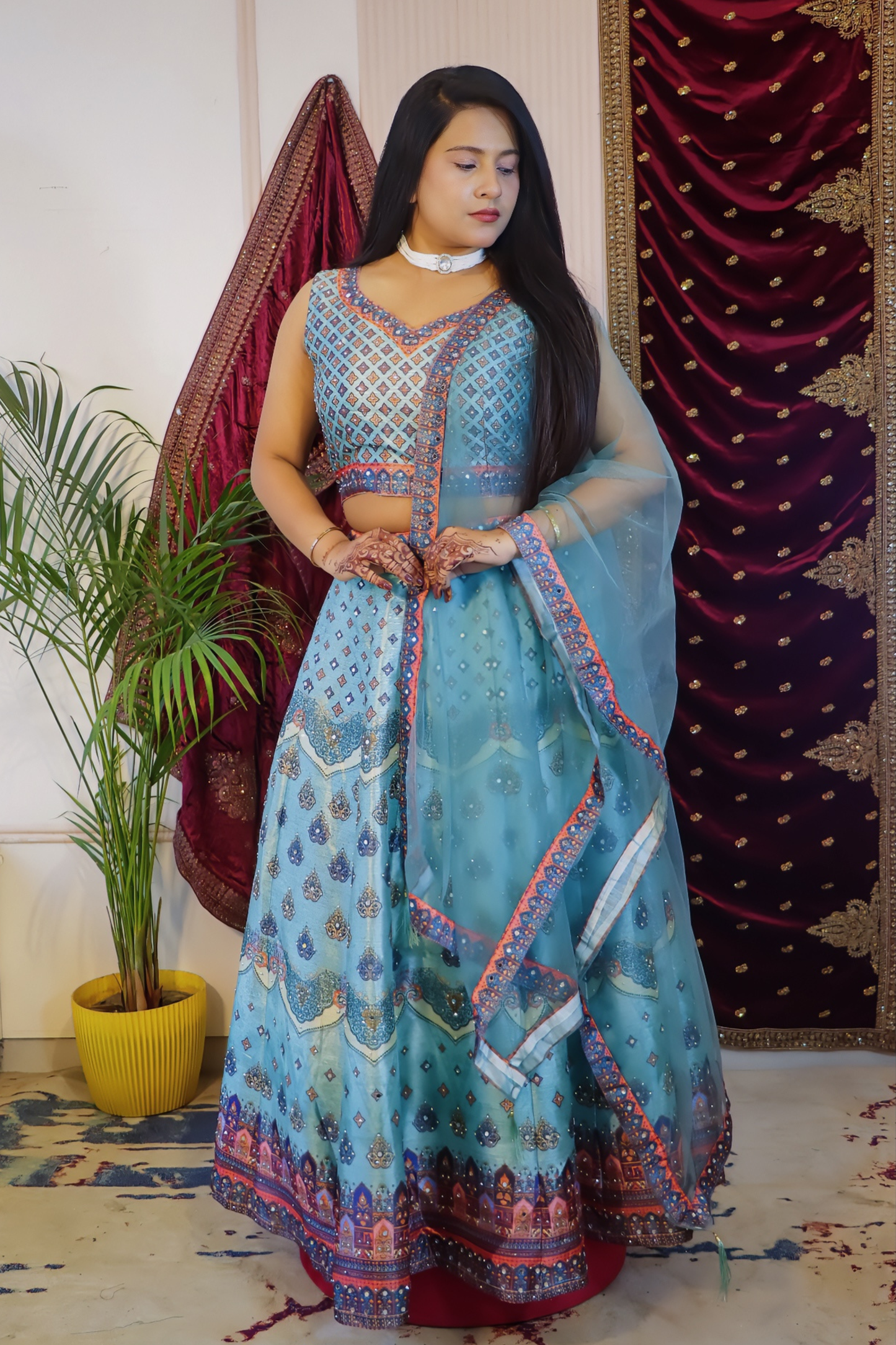 Serene Radium Blue Lehenga