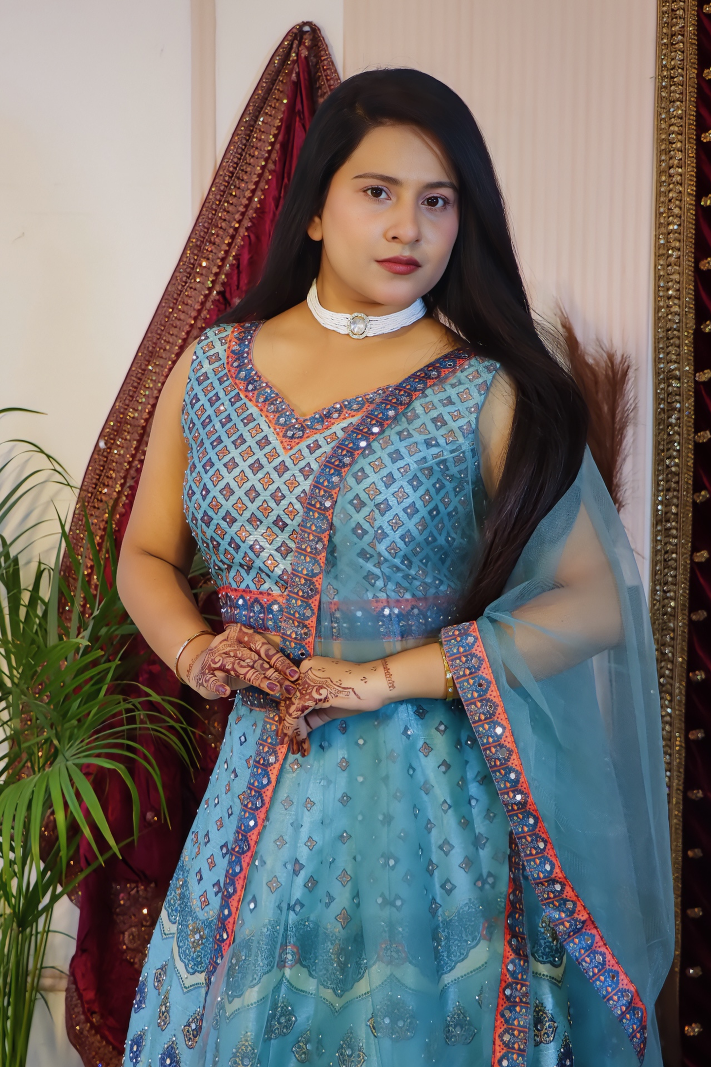 Serene Radium Blue Lehenga