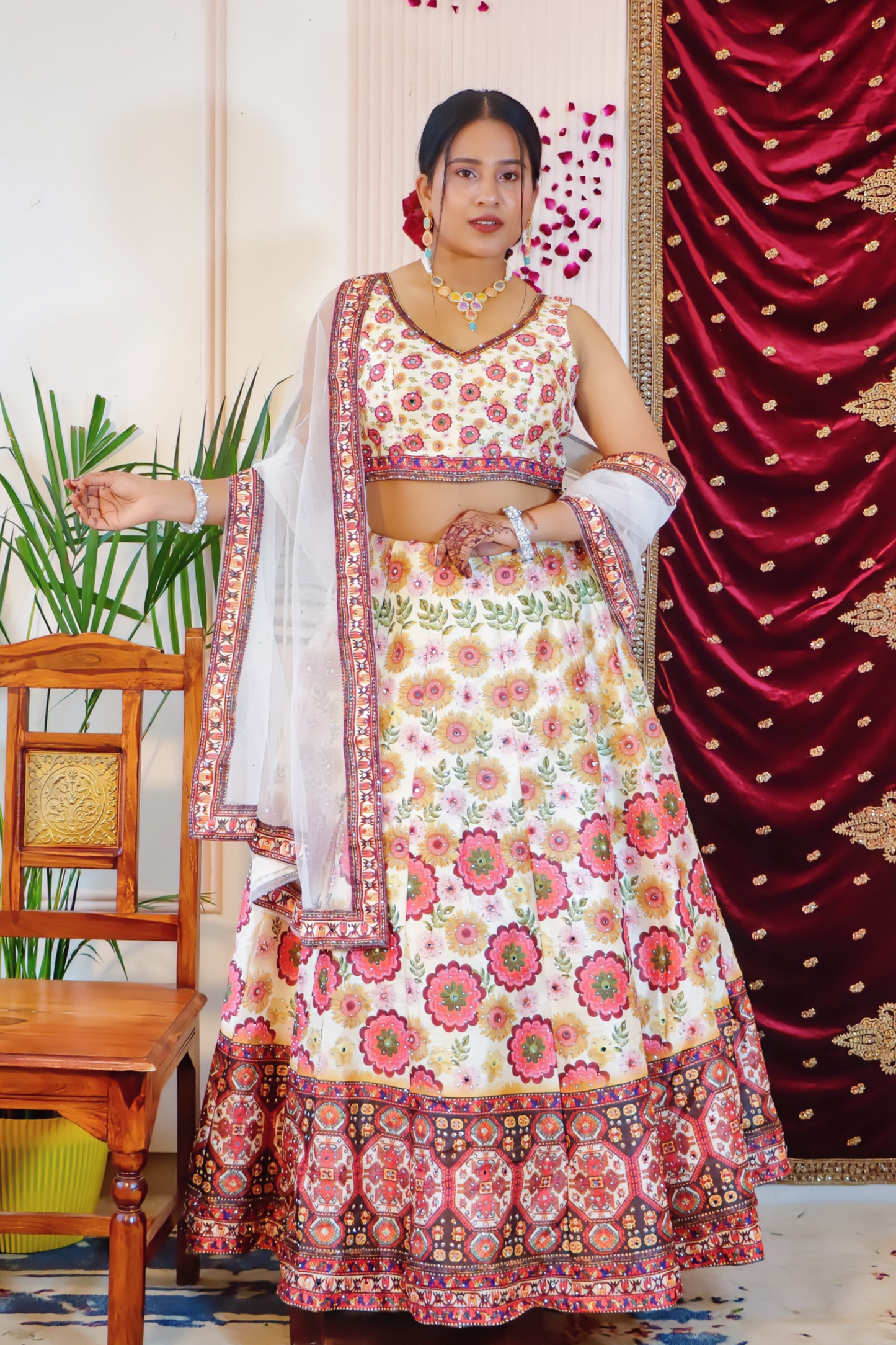 Soft Ivory Floral Lehenga