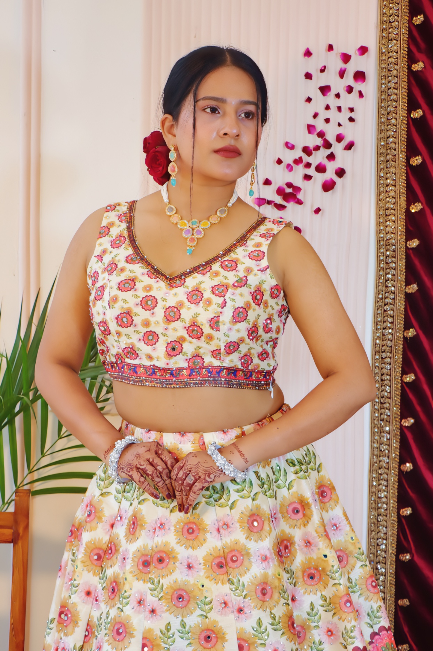 Soft Ivory Floral Lehenga