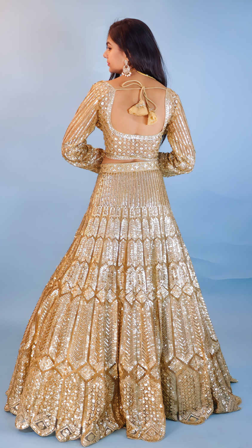 Golden Sequins & Zari Work Lehenga