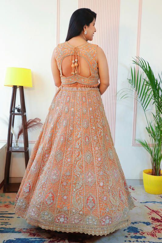 Radiant Burnt Orange Lehenga