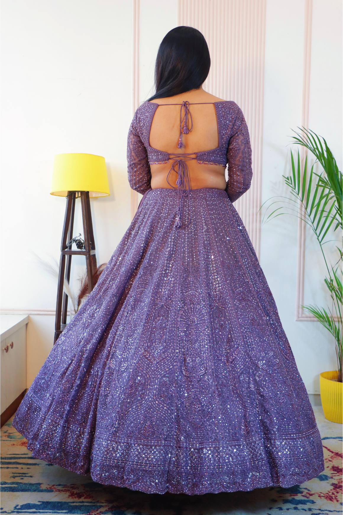 Royal Purple Net Bridal Lehenga