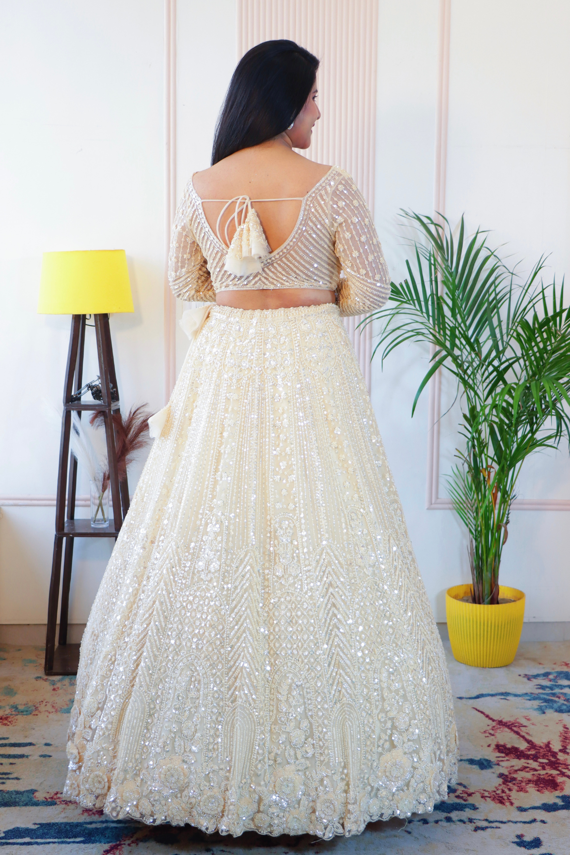 Elegant Cream Net Lehenga
