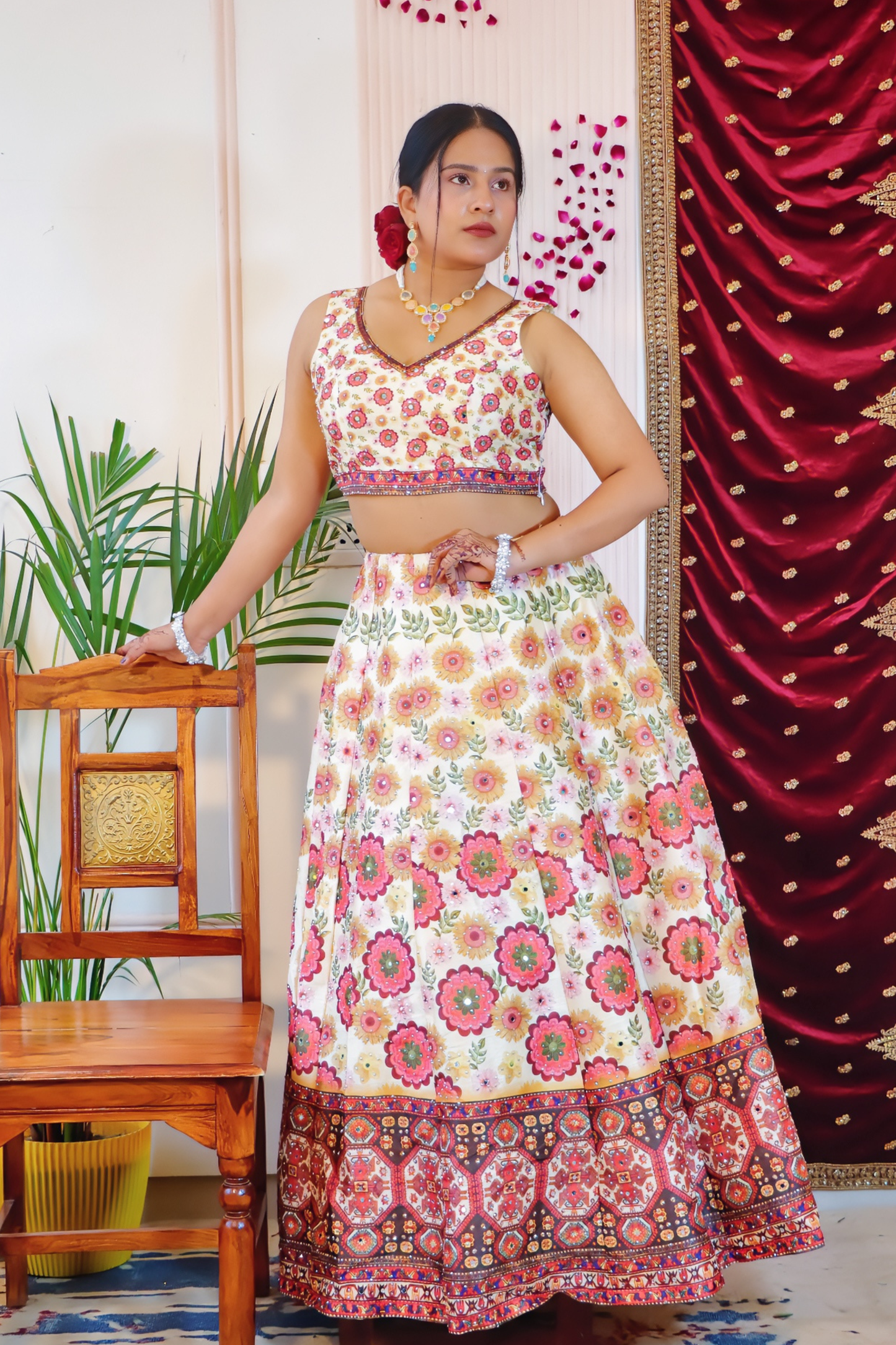 Soft Ivory Floral Lehenga