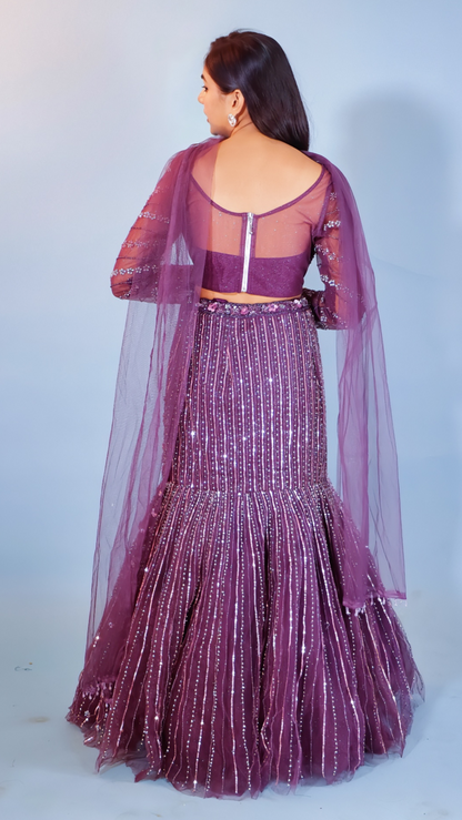 Fish Cut Lehenga – Deep Mauve