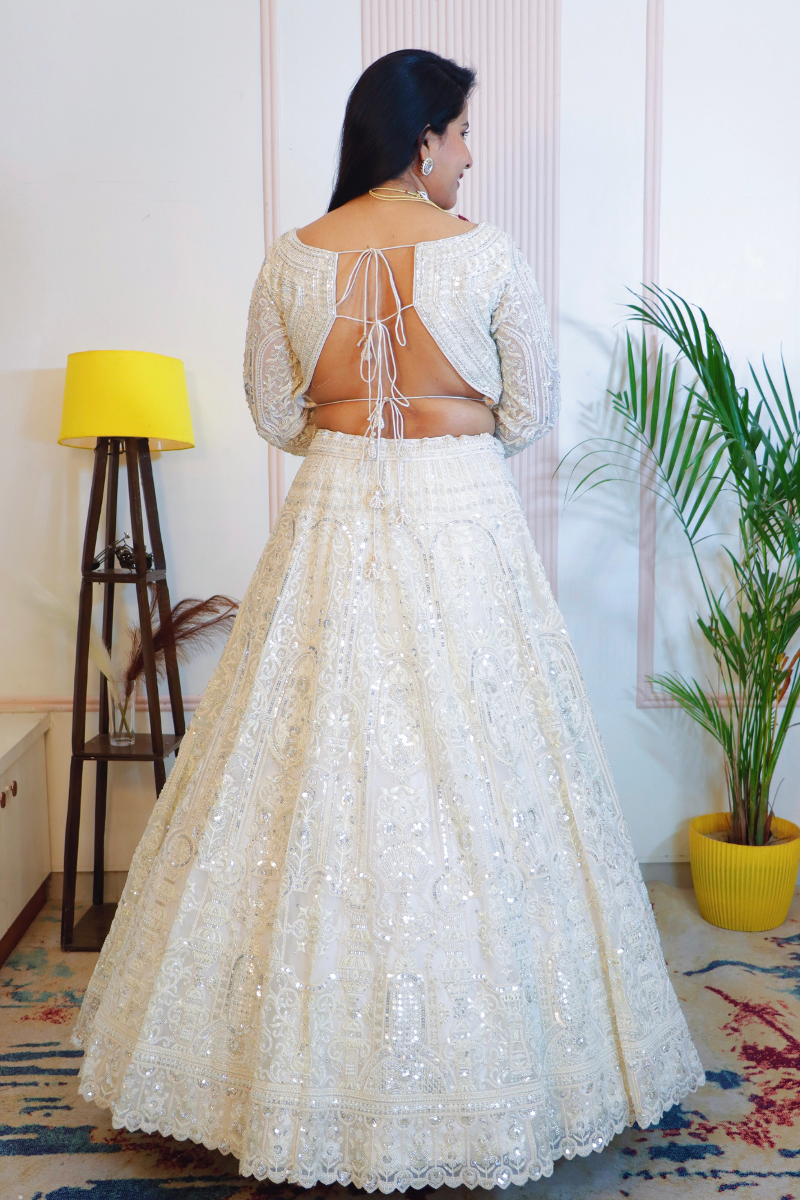 Ethereal Off-White Bridal Net Lehenga