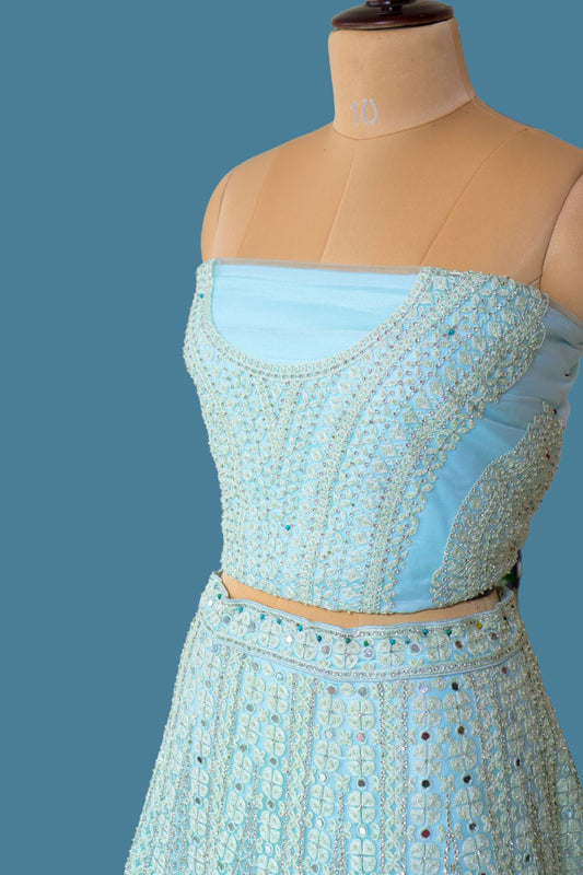 Bridal Lehenga with Mirror & Bead Work