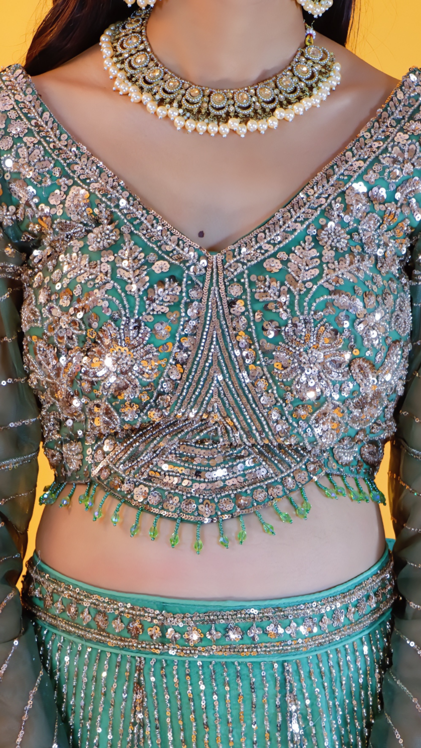 Green Elegant Lehenga