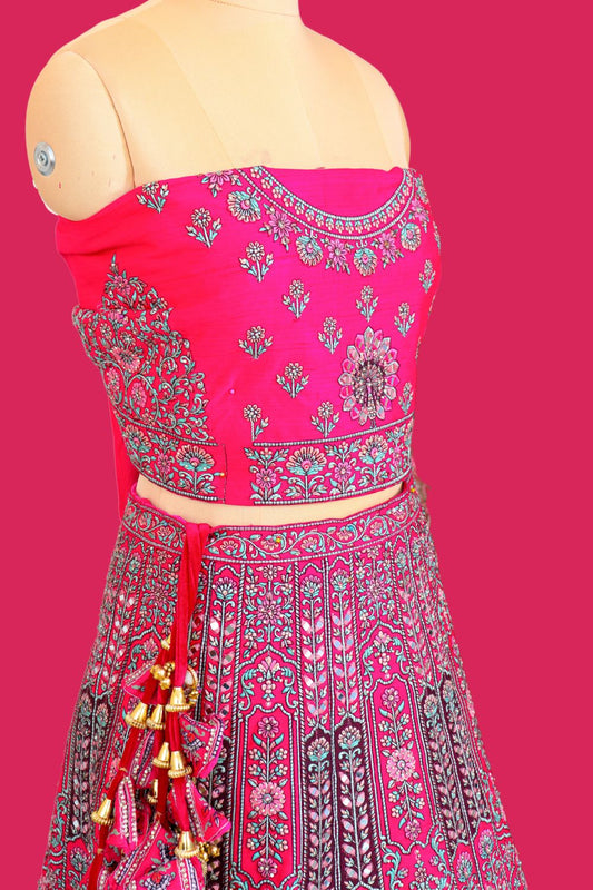 Pink Velvet Bridal Lehenga