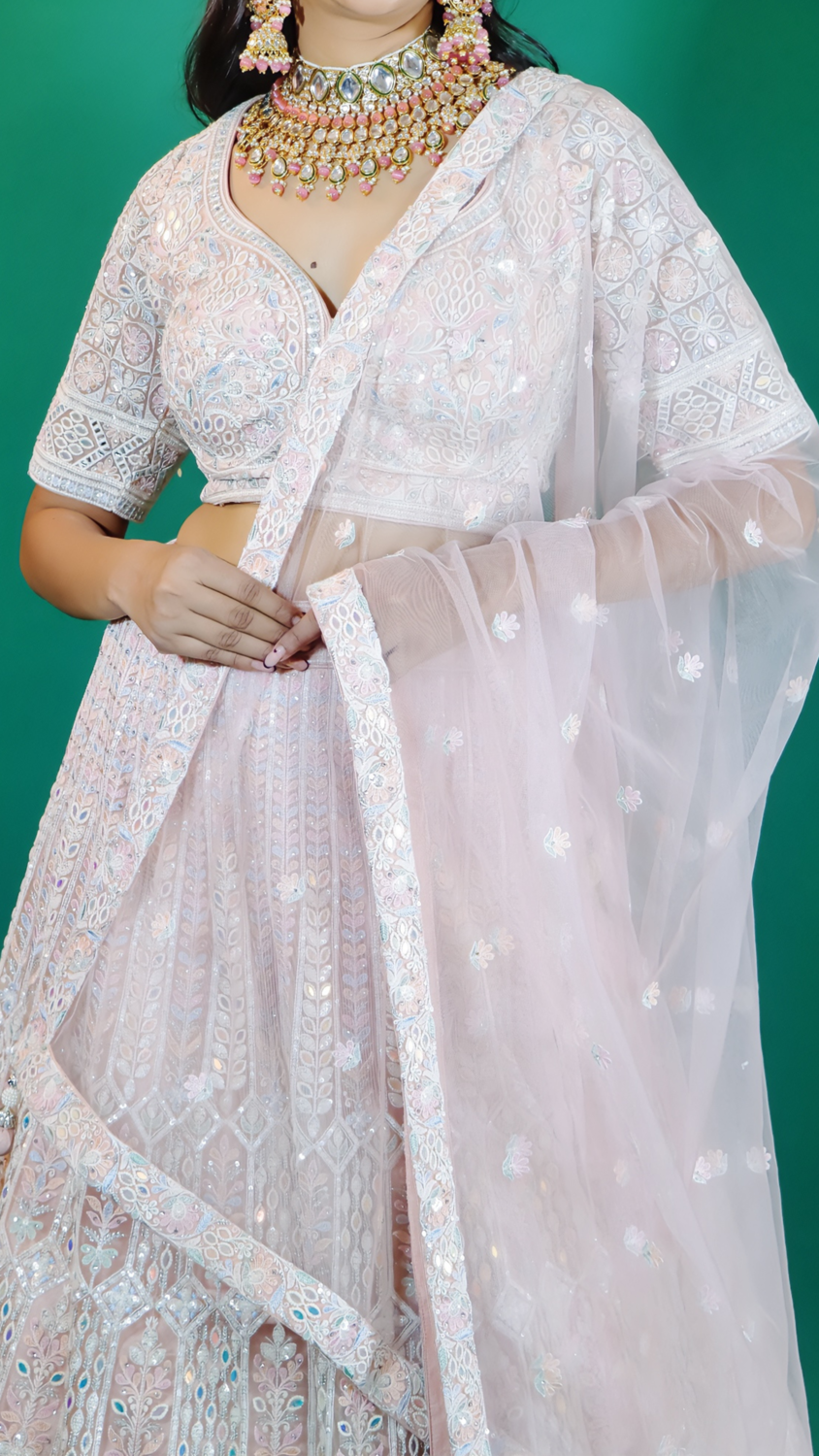 Baby Pink Embroidered Lehenga