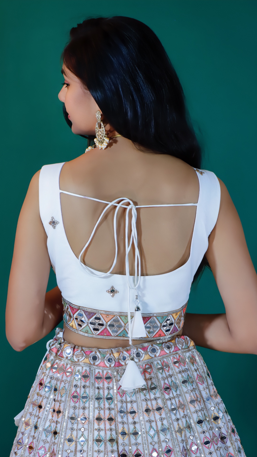 White Lehenga with Gota Patti