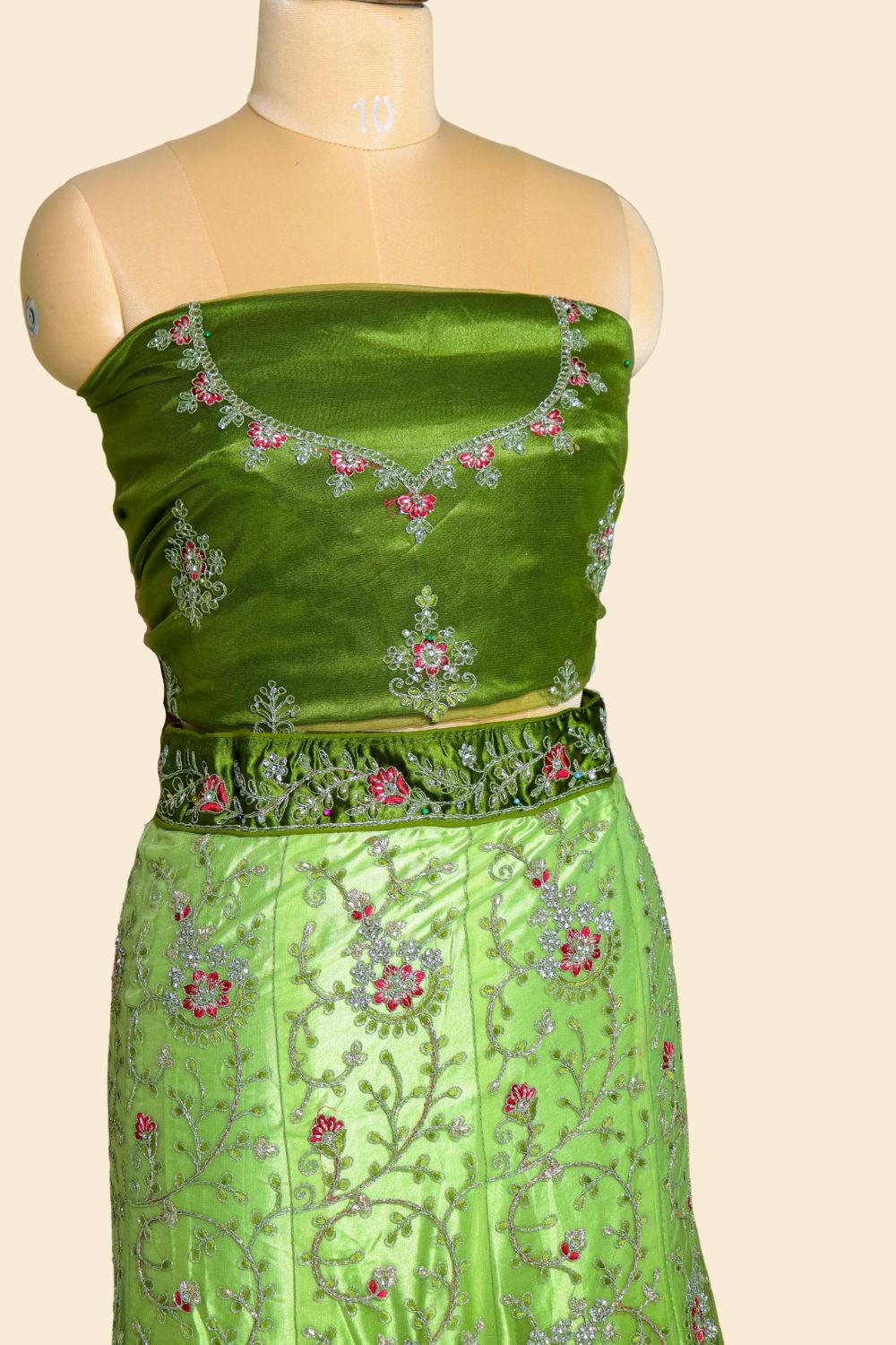 Emerald Elegance Bridal Lehenga in Net
