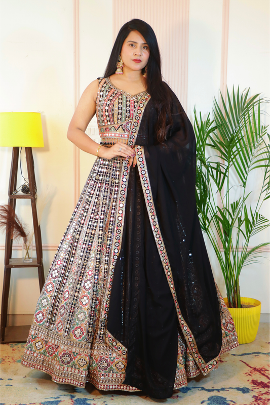 Black Lehenga with Gota Patti