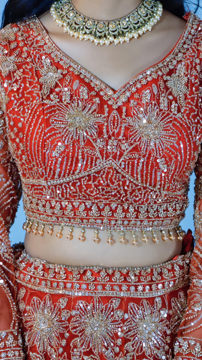 Orange Lehenga with Sequin