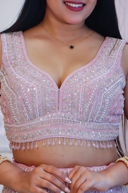 Pink Net Lehenga