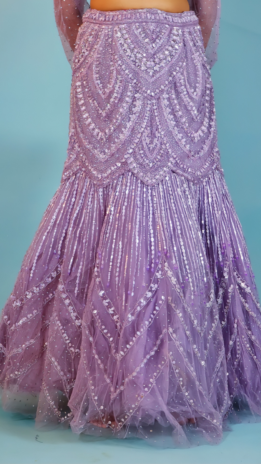 Lilac Dhoti Style Dress with Shrug