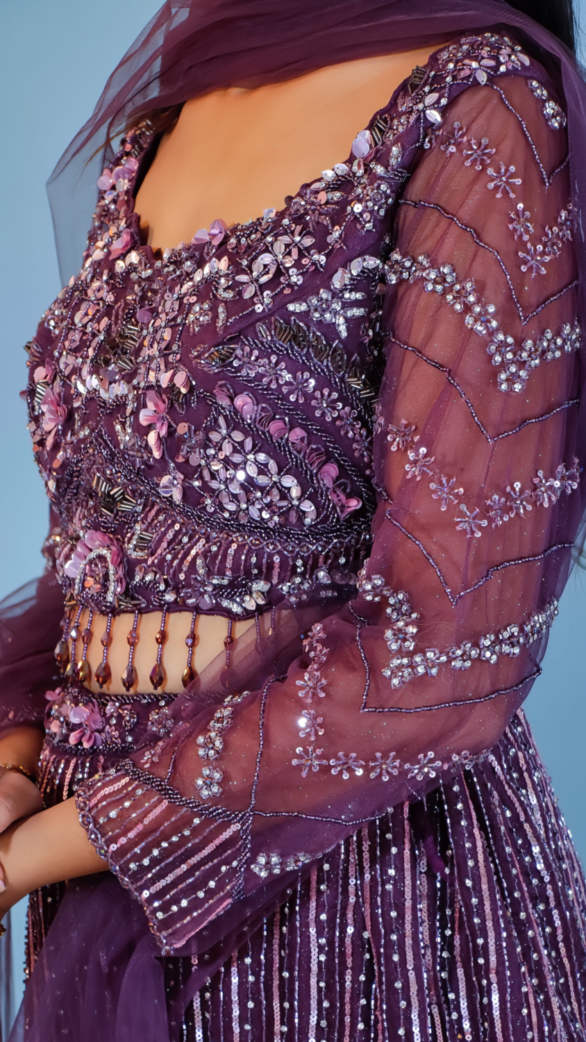 Dhoti Style Dress with Shrug – Deep Mauve