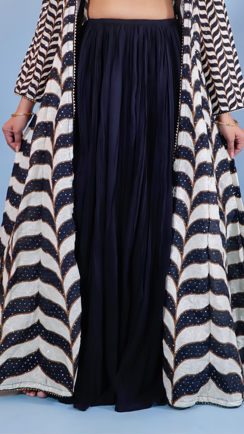 Elegant Black Dhoti Style Dress with Shrug