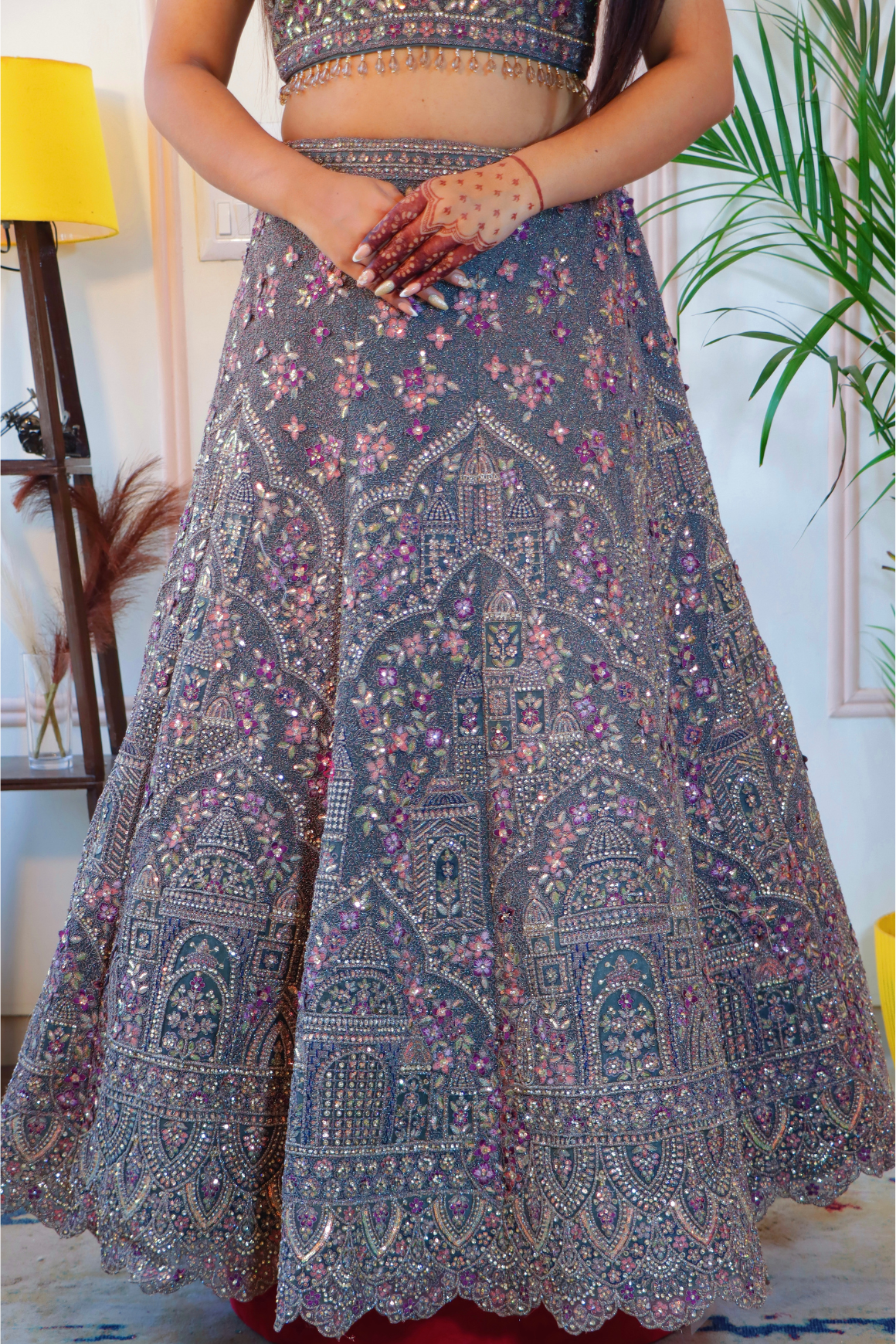 Heena Green Crop Top Lehenga