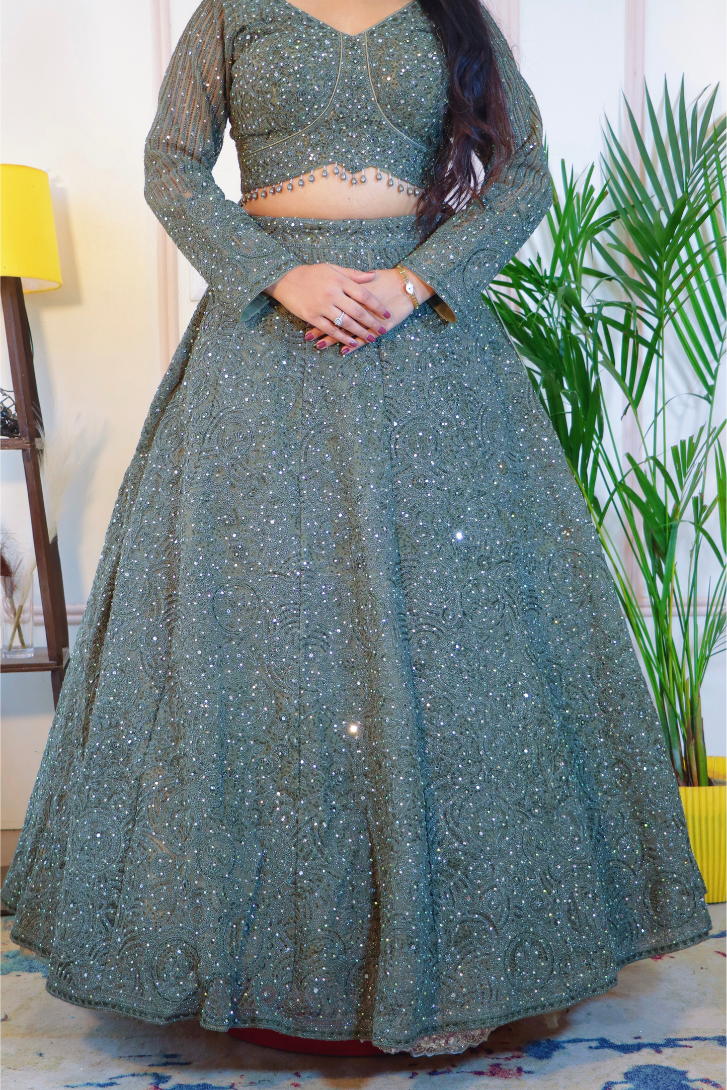 Mehndi Green Bridal Lehenga