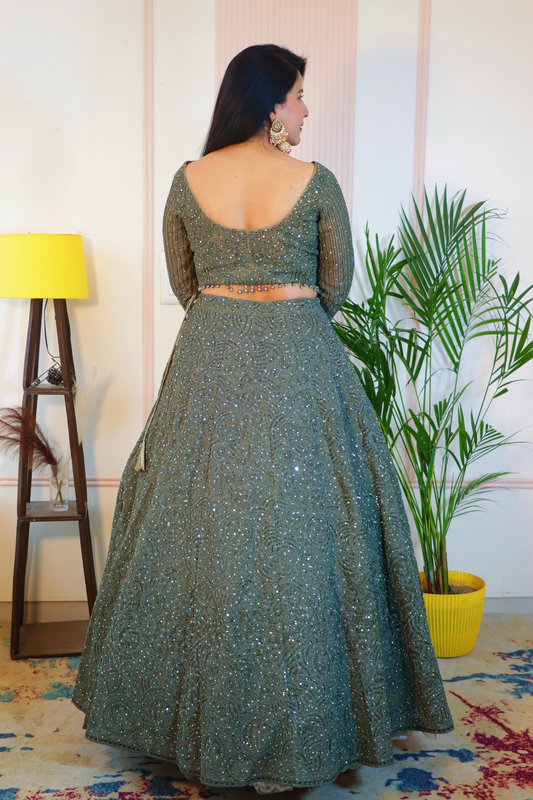 Mehndi Green Bridal Lehenga
