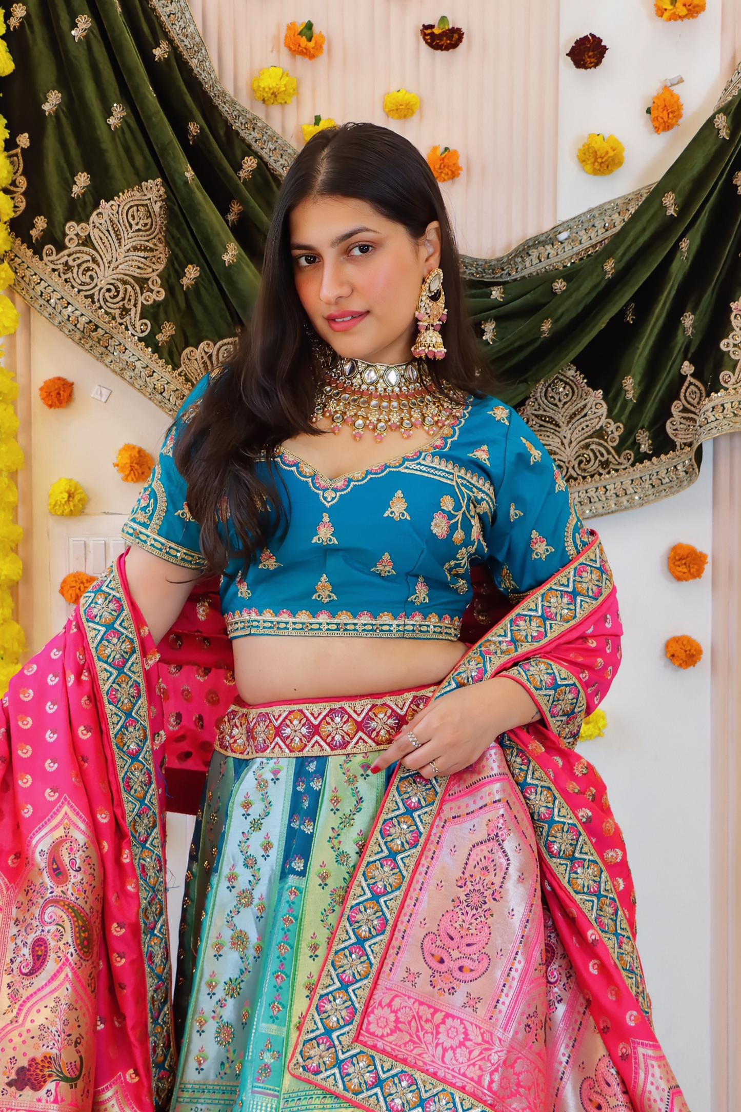 Blue Green Lehenga
