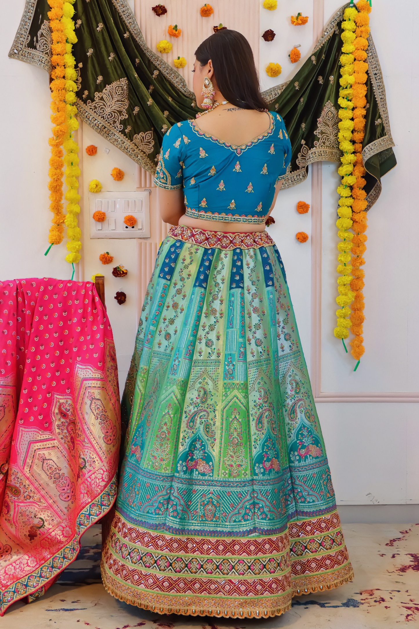 Blue Green Lehenga