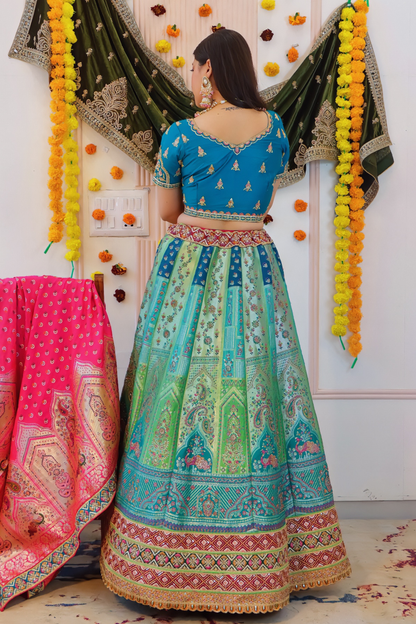Blue Green Lehenga