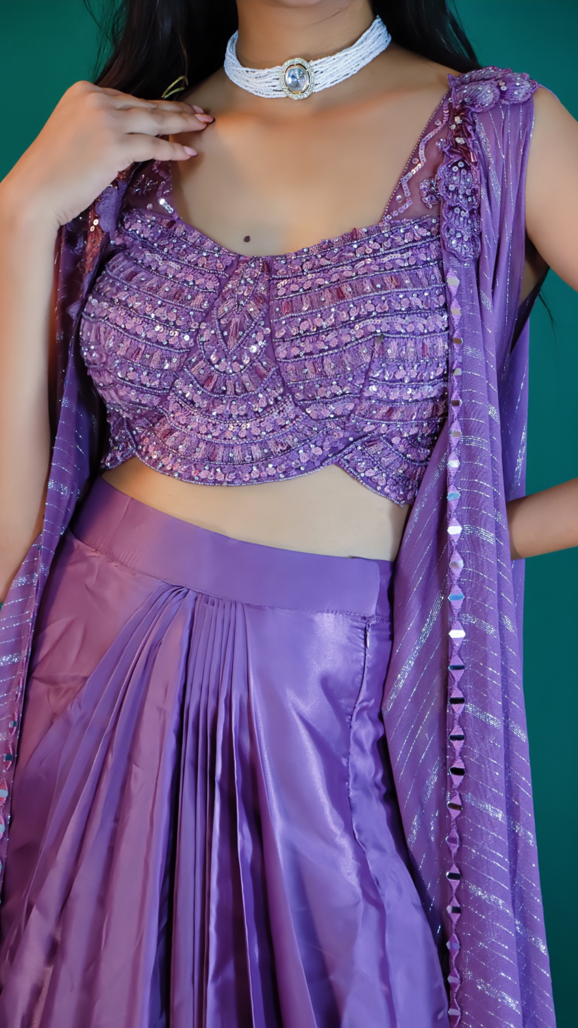 Dhoti Style Dress with Shrug – Dusty Mauve