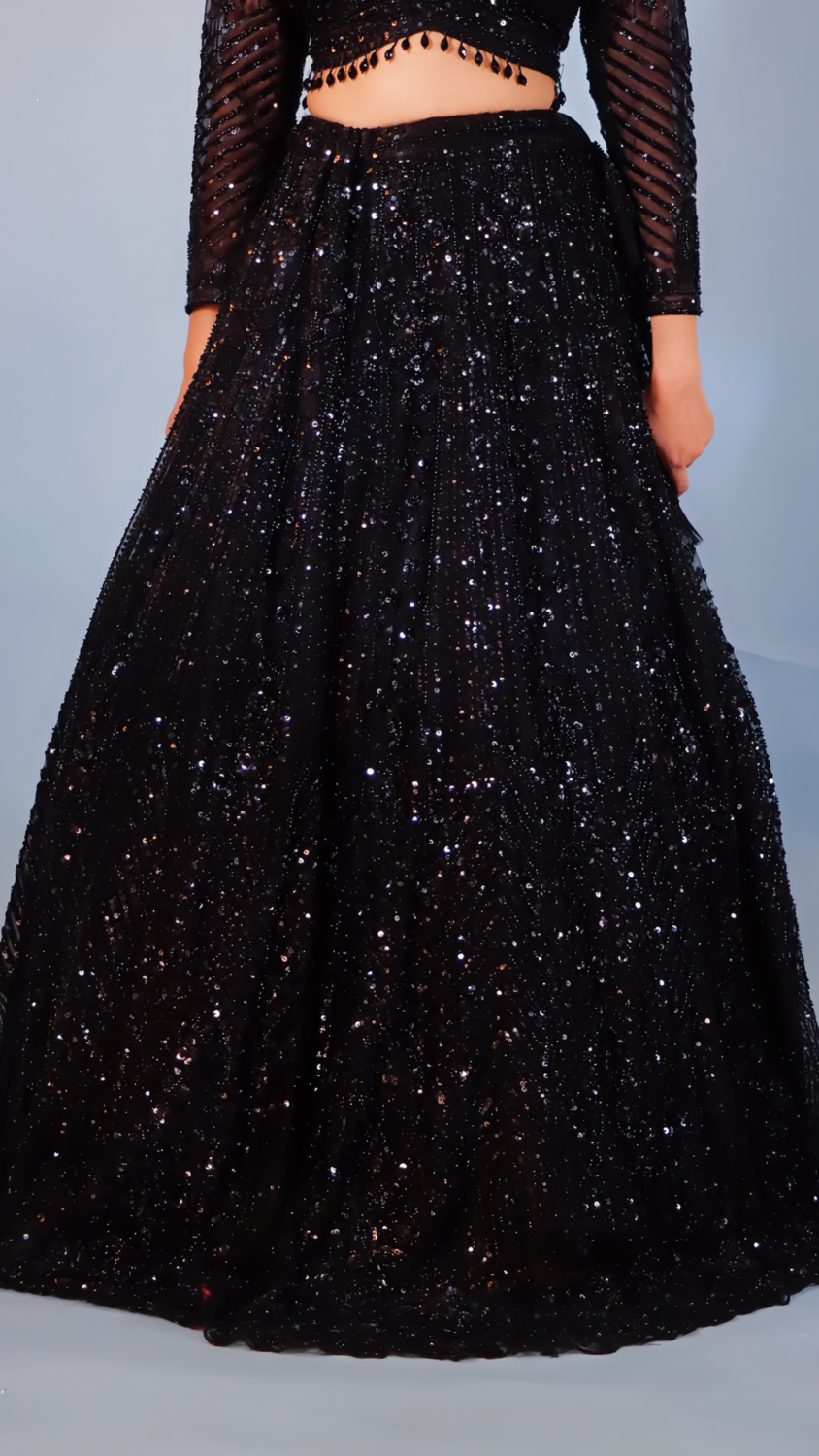 Elegant Black Net Lehenga