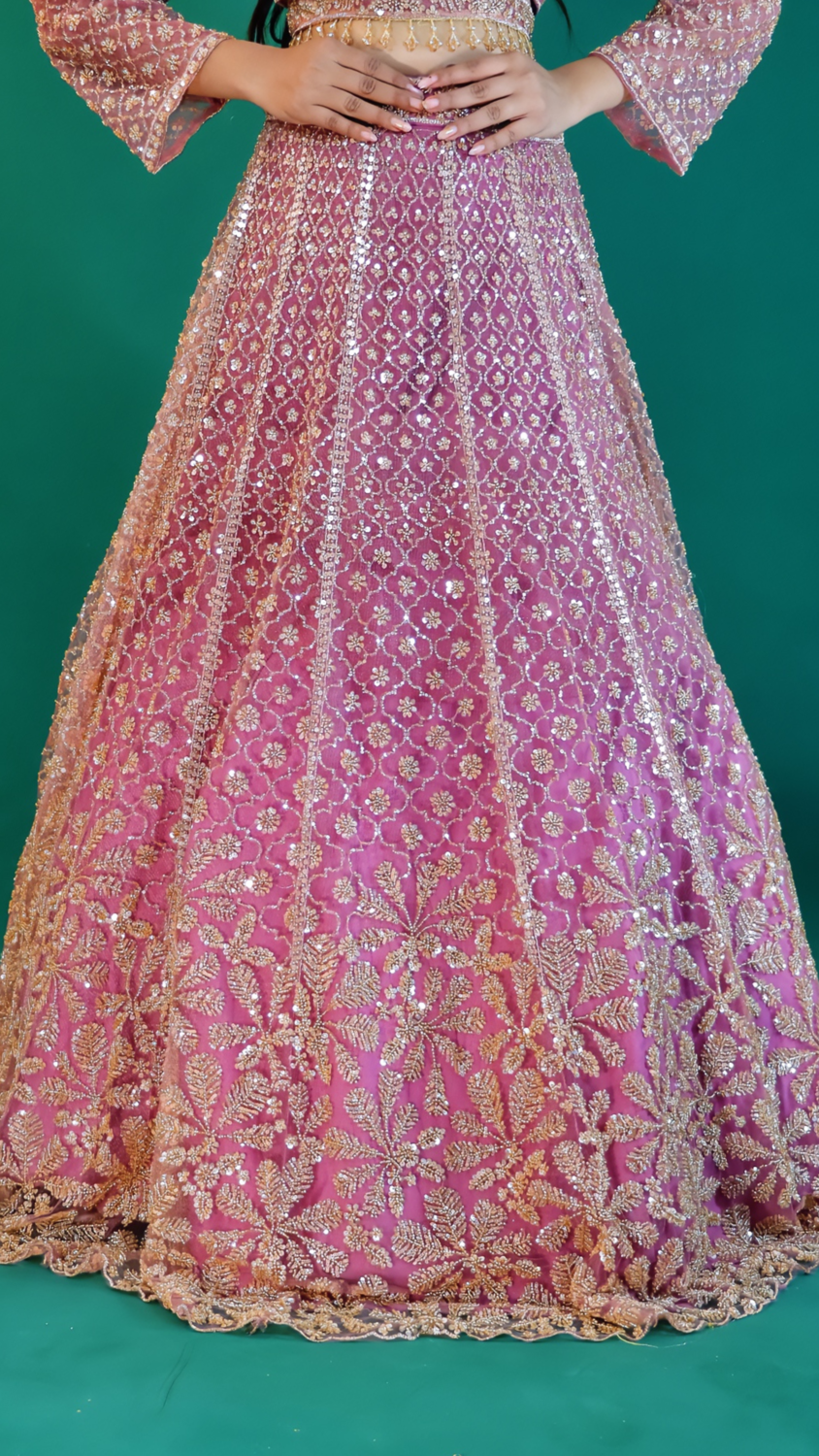 Onion Net Lehenga