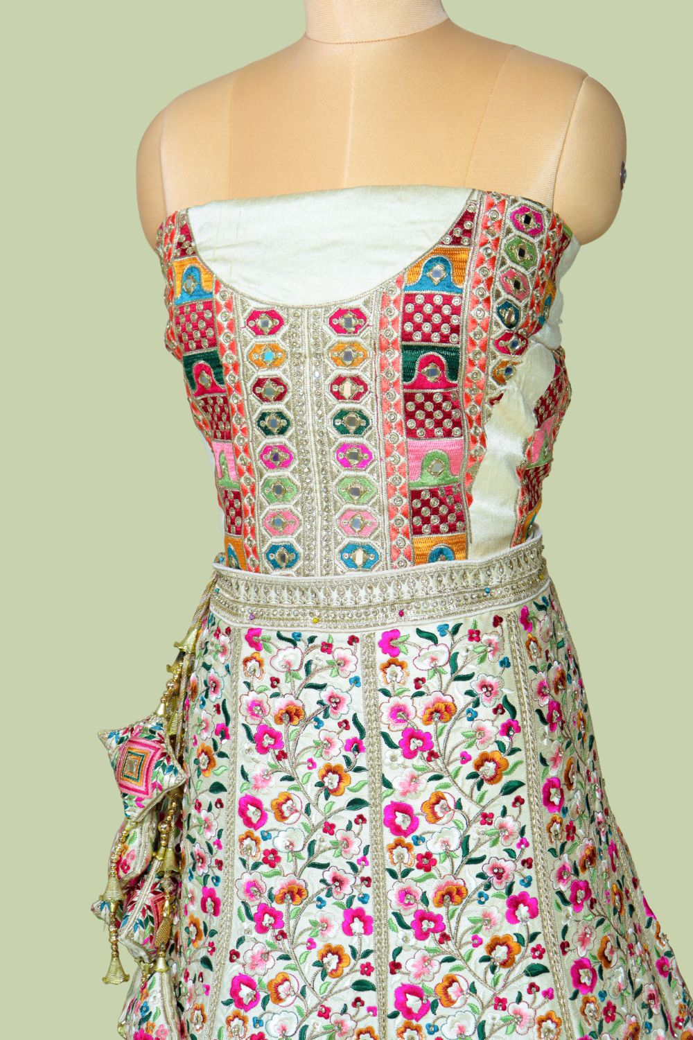 Raw Silk Multi-Color Bridal Lehenga