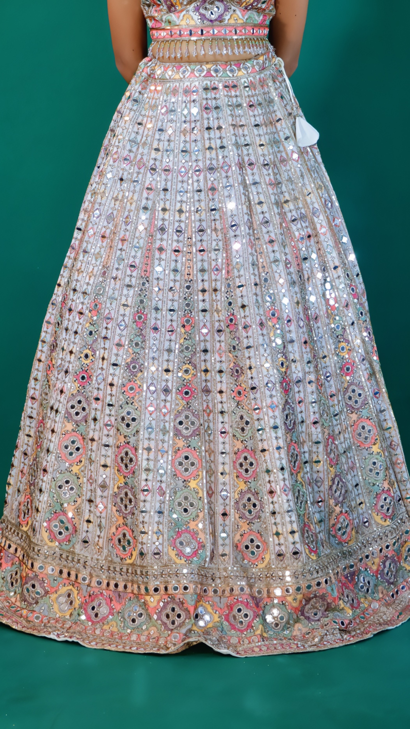 White Lehenga with Gota Patti