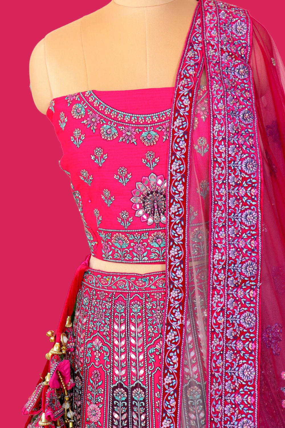 Pink Velvet Bridal Lehenga
