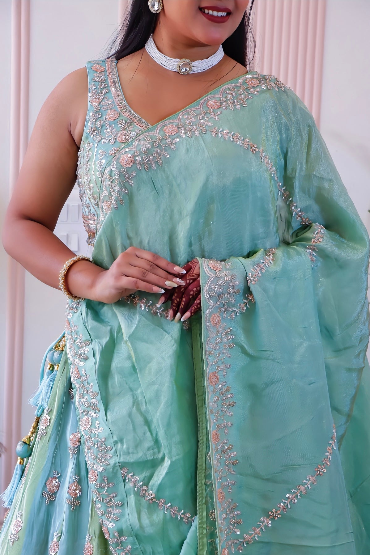 Ombre Elegance Crop Top Lehenga