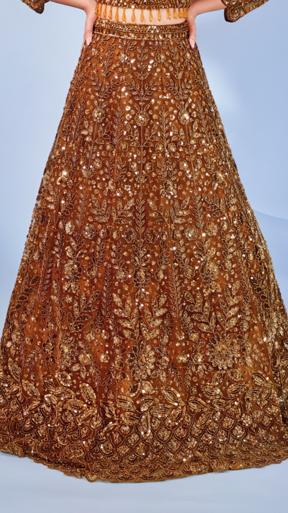 Bronze Net Lehenga