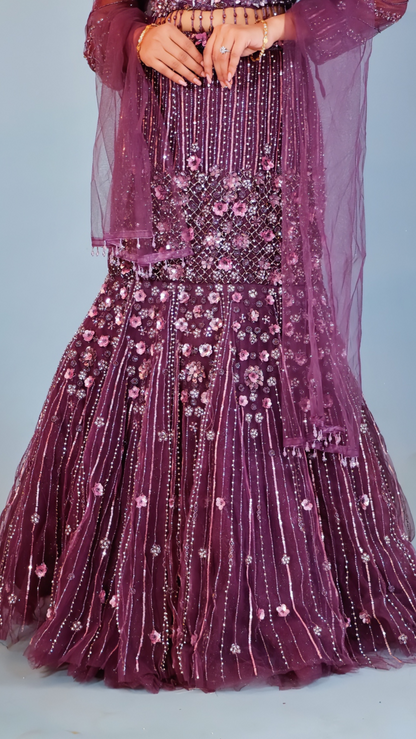 Fish Cut Lehenga – Deep Mauve