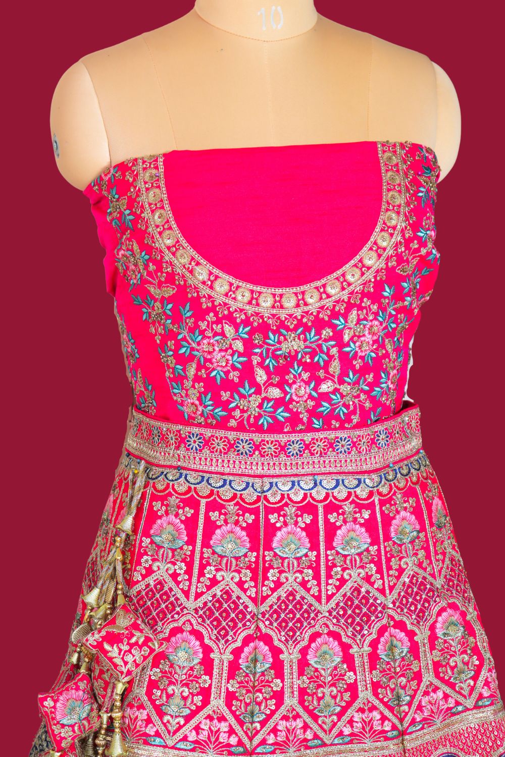 Raw Silk Embroidered Bridal Lehenga