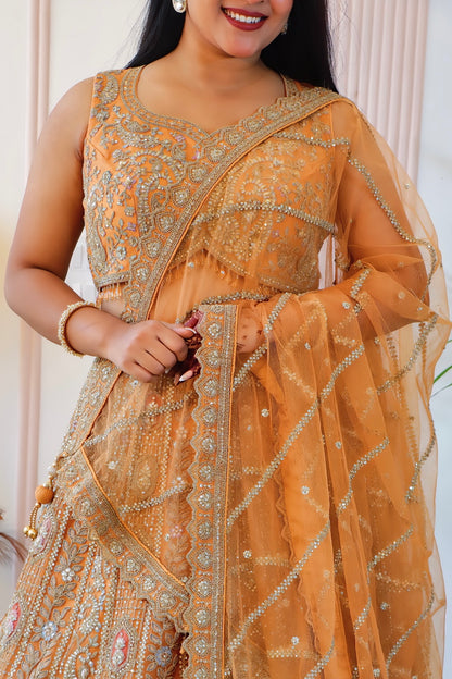 Radiant Burnt Orange Lehenga
