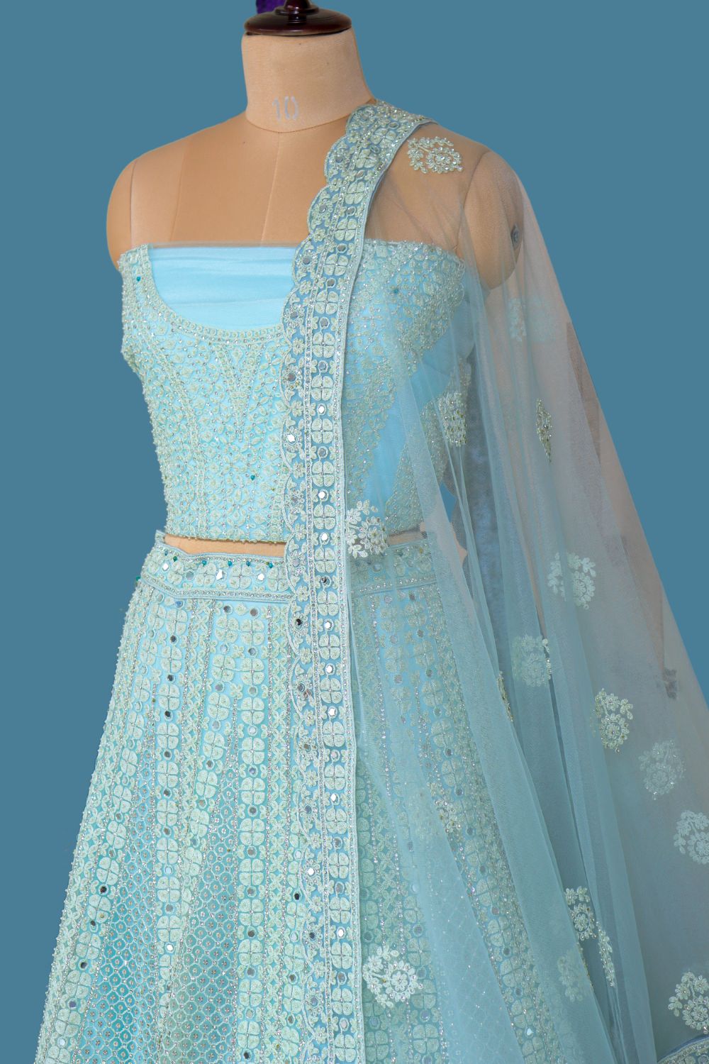 Bridal Lehenga with Mirror & Bead Work