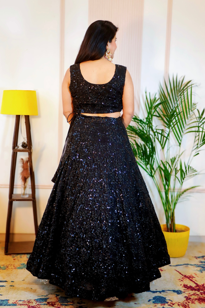 Black Crop Top Lehenga