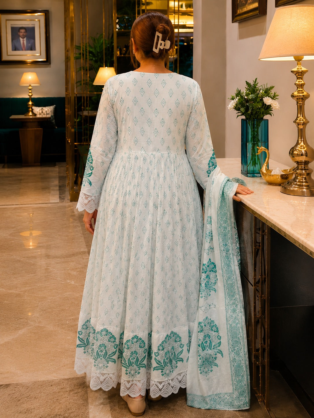 Aqua Noor Embroidered Anarkali Suit Set