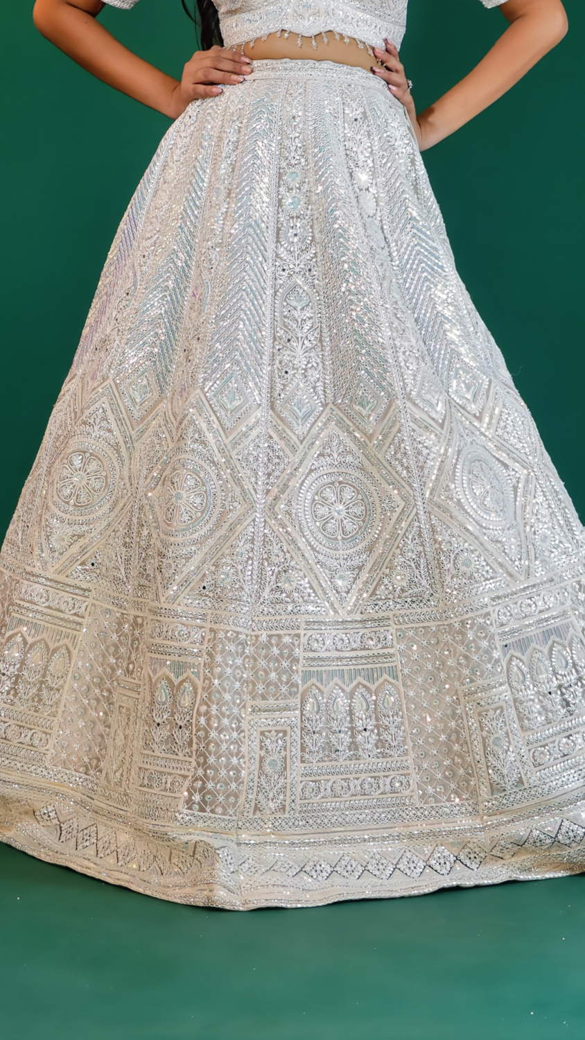 White Raw Silk Lehenga