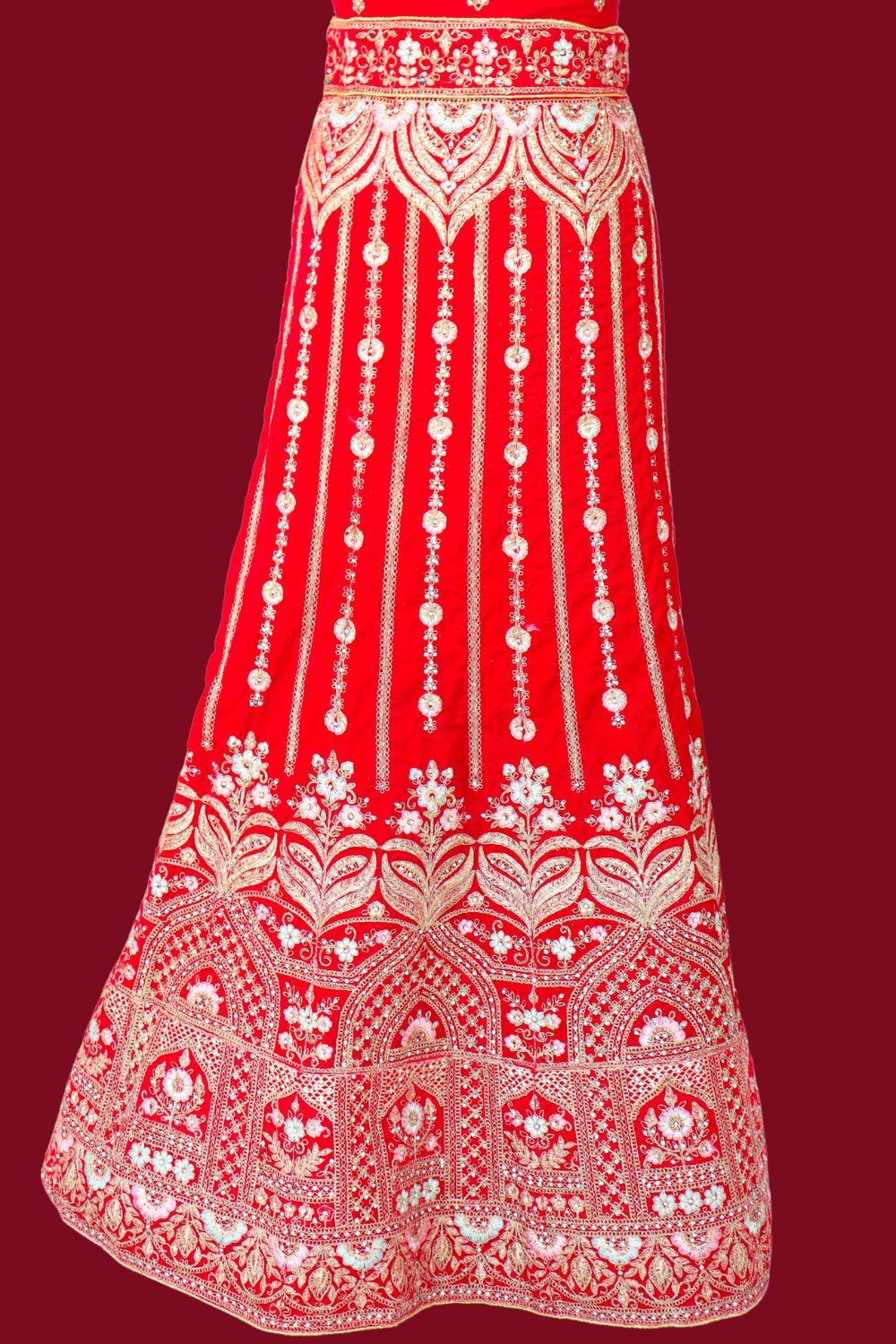 Blood Red Velvet Bridal Lehenga