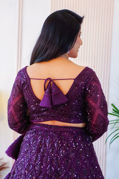 Elegant Lehenga in Wine