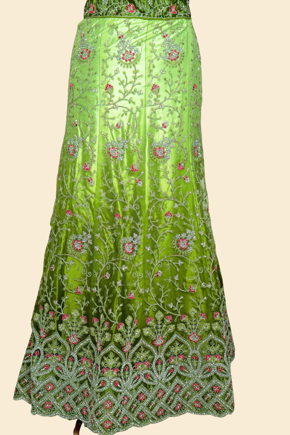 Emerald Elegance Bridal Lehenga in Net