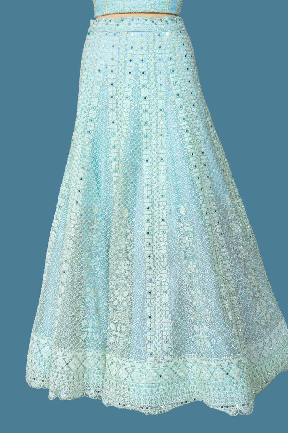 Bridal Lehenga with Mirror & Bead Work