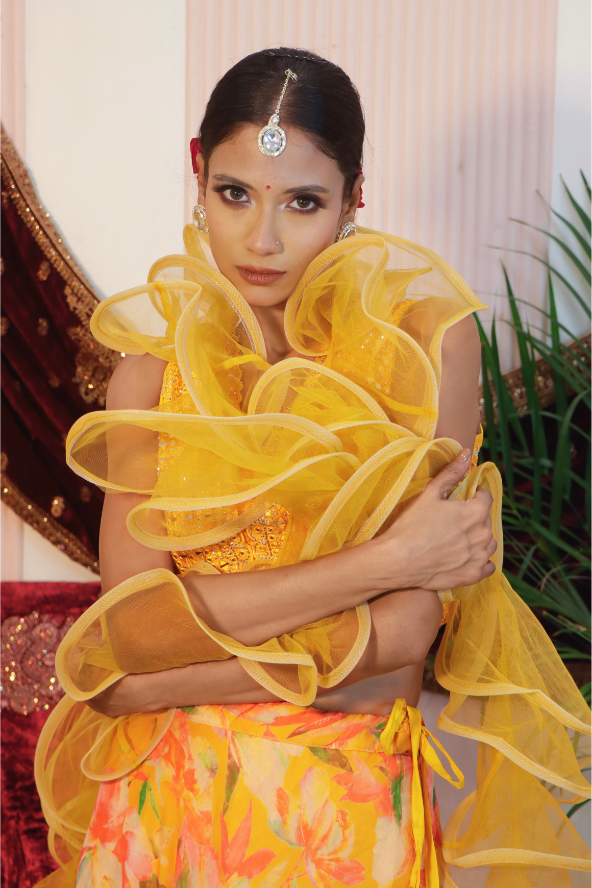 Contemporary Chrome Yellow Lehengal