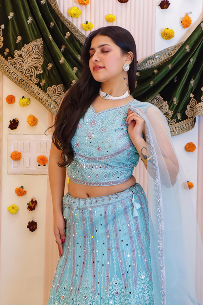 Aqua Blue Lehenga